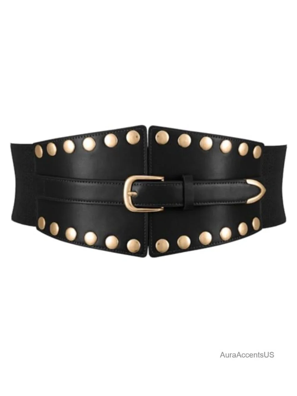 Wide Corset Dress Belt with Studs Elastic Waist Punk Belts for Women